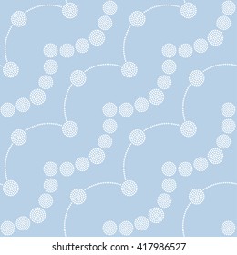Vector Seamless Circle Pattern. Dotted pattern. Garlands of circles. Abstract monochrome Blue background. Ethnic background. Beads. Dots. Mosaic for textile, paper or ceramics. Vector Regular Texture
