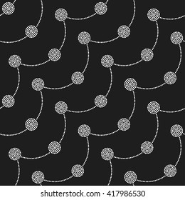 Vector Seamless Circle Pattern. Dotted pattern. Garlands of circles. Abstract Black and White background. Ethnic background. Beads. Dots. Mosaic for textile, paper or ceramics. Vector Regular Texture