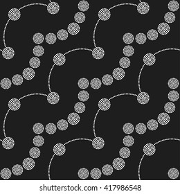 Vector Seamless Circle Pattern. Dotted pattern. Garlands of circles. Abstract Black and White background. Ethnic background. Beads. Dots. Mosaic for textile, paper or ceramics. Vector Regular Texture