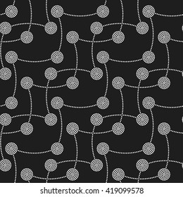 Vector Seamless Circle Pattern. Dotted pattern. Garlands of circles. Abstract Black and White background. Ethnic background. Beads. Chains. Mosaic for textile, paper or ceramics.Vector Regular Texture