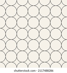 Vector seamless circles grid pattern. Repeating geometric rounded elements. Stylish monochrome background design.