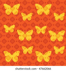 Vector seamless classical butterfly floral pattern
