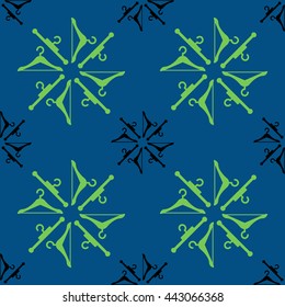 Vector seamless clothes hanger pattern on dark background. Textile multicolor print