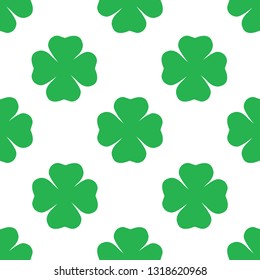 Vector seamless clover cute green pattern. 