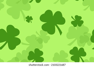Vector seamless clover models.  Clover pattern with three leaves. A chaotic sample of shamrocks.