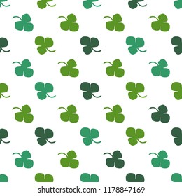 Vector seamless clover pattern. Clover pattern for Saint Patrick's Day. Seamless St. Patricks Day pattern: four leaf clover. Saint Patrick's day design - Four leaf clover seamless pattern.