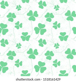 Vector seamless clover pattern with three leaf. Saint Patrick's day background.