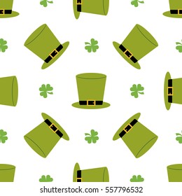 Vector seamless clover pattern. Clover pattern with three leaf. Nature luck day grass celebration design. Clover pattern with four leaf. Green nature plant for Saint Patrick's Day.Clover pattern.