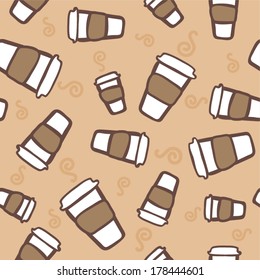 Vector Seamless Coffee Cup Pattern - Separate Layers For Easy Editing