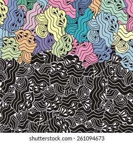 
Vector seamless color abstract hand-drawn pattern with waves.  
Background can be used for wallpaper, pattern fills, web page background,surface textures - stock vector.