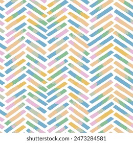 Vector seamless color abstract zigzags geometric pattern on green background.