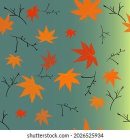 Vector Seamless color autumn leaves pattern , Autumn-Fall Leaves Pattern. Vibrant, Colorful Leaves on a Dark Background. Useful for Packaging, Textile Design, Cards, Posters, Wallpaper