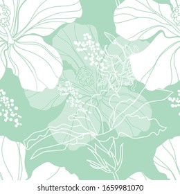 Vector seamless color floral pattern from leaf. Natural summer background