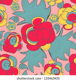 vector seamless color flower background