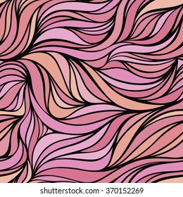Vector seamless color hand-drawing wave pink  background. Gradient abstract rose texture.