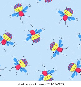 The vector seamless with color insects