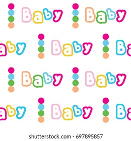 Vector seamless color pattern word baby letters