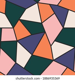 Vector seamless color polygonal geometric pattern. Contemporary repeatable abstract background. Mosaic trendy multicolor print. Bright fashion endless texture