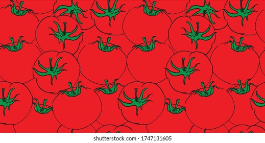 vector seamless color sketch of a mess of tomatos