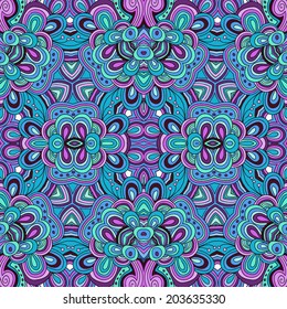 Vector seamless colored kaleidoscopic lines pattern.
