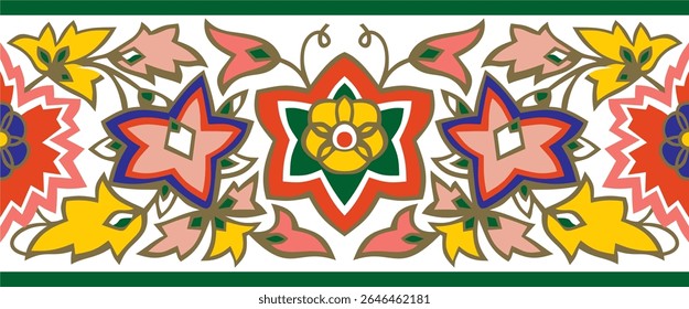 Ornamento indígena nacional colorido sem emenda do vetor. Um padrão étnico infinito da civilização indiana.
