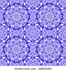 Vector Seamless Colored Ornate Pattern. Hand Drawn Mandala Texture, Vintage Indian Style