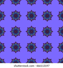 Vector Seamless Colored Ornate Pattern. Hand Drawn Mandala Texture, Vintage Indian Style.