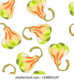 Vector seamless colored pattern with cute pumpkins.