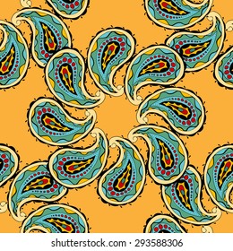 Vector seamless colored pattern. Isolated on yellow