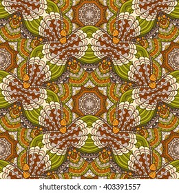 Vector Seamless Colored Pattern For Your Design. Hand Drawn Decorative Scales