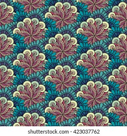 Vector Seamless Colored Pattern For Your Design. Hand Drawn Decorative Scales