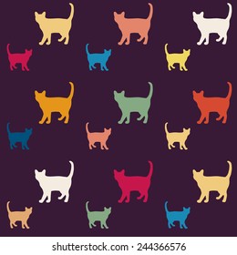 Vector seamless colorful cat's background