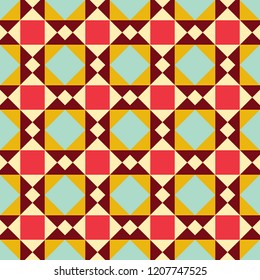 Vector seamless colorful decorative abstract tile background pattern. Traditional tile