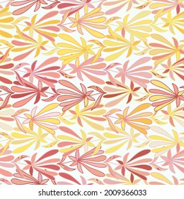 Vector seamless colorful design pattern botanical cute spring herbs and flowers in pastel tones. Cute circle frame on a white background. Perfect for textiles, wrapping paper, wallpaper