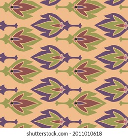 Vector seamless colorful design pattern botanical cute spring herbs and flowers in pastel tones. Cute circle frame on a white background. Perfect for textiles, wrapping paper, wallpaper