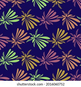 Vector seamless colorful design pattern botanical cute spring herbs and flowers in pastel tones on blue. Cute circle frame on a white background. Perfect for textiles, wrapping paper, wallpaper