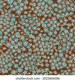 Vector seamless colorful design pattern botanical cute spring herbs and flowers in brown tones. Cute circle frame on a white background. Perfect for textiles, wrapping paper, wallpaper