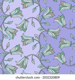 Vector seamless colorful design pattern botanical cute spring herbs and flowers in pastel purple tones. Cute circle frame on a white background. Perfect for textiles, wrapping paper, wallpaper