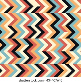 Vector seamless colorful ethnic pattern with arrows. Seamless pattern in native american style.Tribal arrows on yellow background