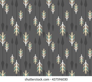 Vector seamless colorful ethnic  pattern with arrow. Seamless pattern aztec,  kraft 