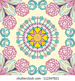 vector seamless colorful floral pattern background