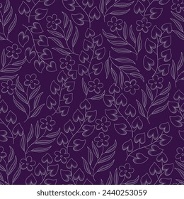 Vector seamless colorful floral pattern for background, textures, fabric, print, textiles, wrapping... Elegant seamless decorative leaves and twigs pattern.