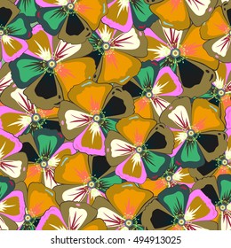 Vector seamless colorful floral pattern. Hand drawn floral texture, motley decorative flowers.
