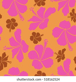 Vector seamless colorful floral pattern. Hand drawn floral texture, pink, orange and brown decorative flowers. Vector illustration.