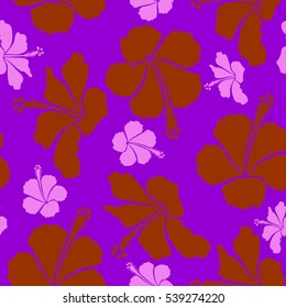 Vector seamless colorful floral pattern. Hand drawn floral texture, brown, violet and pink decorative flowers. Vector illustration.