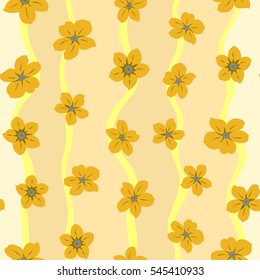 Vector seamless colorful floral pattern. Hand drawn floral texture, yellow decorative flowers.