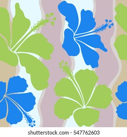 Vector seamless colorful floral pattern. Hand drawn floral texture, blue and green decorative flowers. Vector illustration.