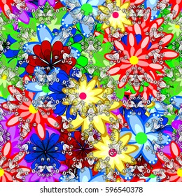 Vector seamless colorful floral pattern. Hand drawn floral texture, pink decorative flowers.