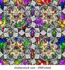 Vector seamless colorful floral pattern. Hand drawn floral texture, decorative flowers.