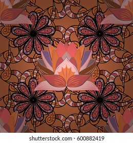 Vector seamless colorful floral pattern. Hand drawn floral texture, decorative flowers.